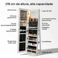Espelho Porta Joias 360° com Organizador Interno