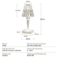 Lâmpada de Mesa Diamante LED Sem Fio Carpetino