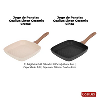 Jogo de Panelas Linen Ceramic - Revestimento Cerâmico Antiaderente 8 Peças