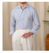 Camisa Social Masculina de Algodão e Linho - Azul Claro